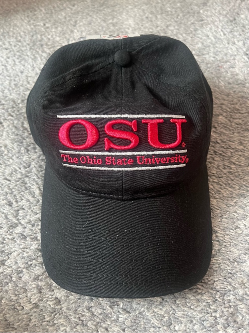The Ohio State University OSU Black Baseball Cap - Red & Grey Logo